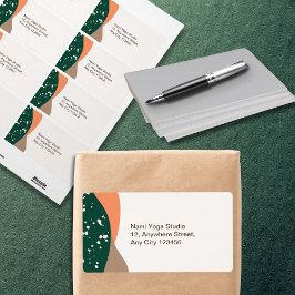 Etiqueta Abstrato Verde Terra Cotta Yoga Studio