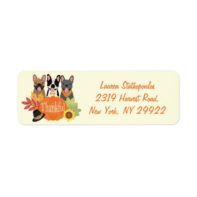 Etiqueta Ação de Graças aos Bulldog Franceses (Frente)