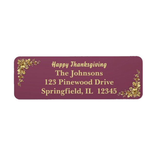 Etiqueta Ação de Graças Dourada Elegante (Frente)