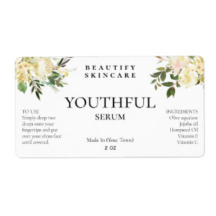 Etiqueta Acordo floral branco suave com rótulos de soro
