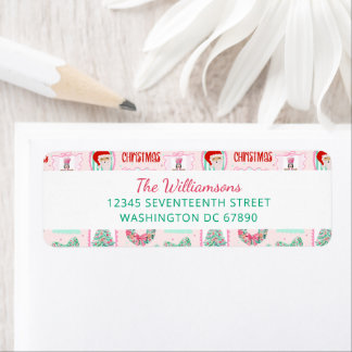 Etiqueta Acrilano Rosa & Verde Personalizado de Natal 