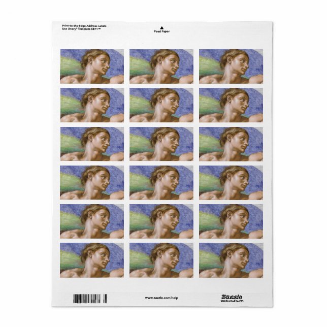 Etiqueta Adam, Capela Sistina de Michelangelo (Toda a folha)
