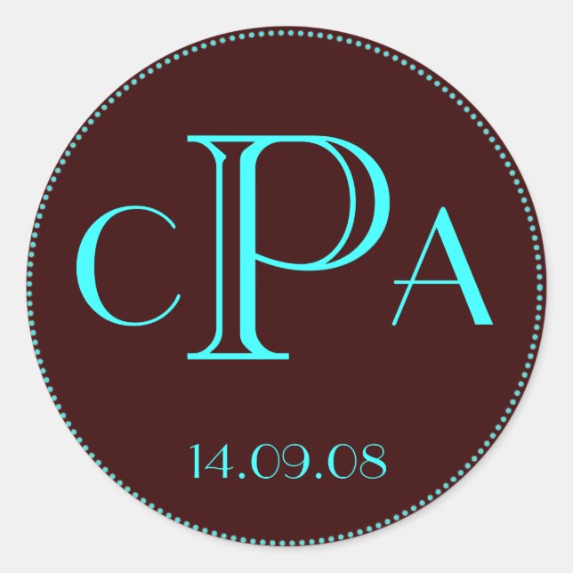 Etiqueta adesiva do monograma de casamento (Frente)