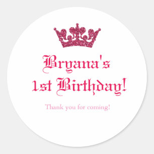 Etiqueta Adesiva Princesa Royal Coroa Brilho Rosa