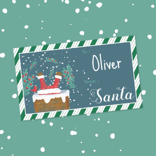 Etiqueta Adesiva Silly Santa Azul para Presente de