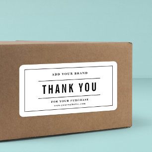 Etiqueta Adicionar sua Marca Obrigado Linhas de Borda Preta