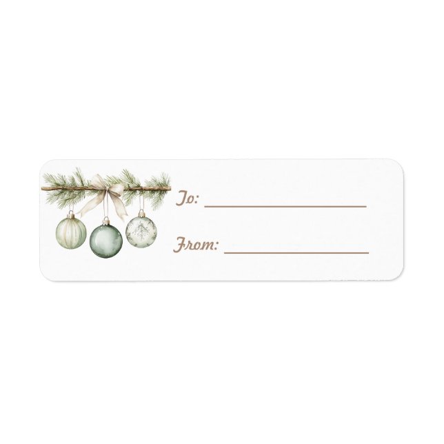Etiqueta Adornos de Galho de Pinheiro Verde Natal (Frente)