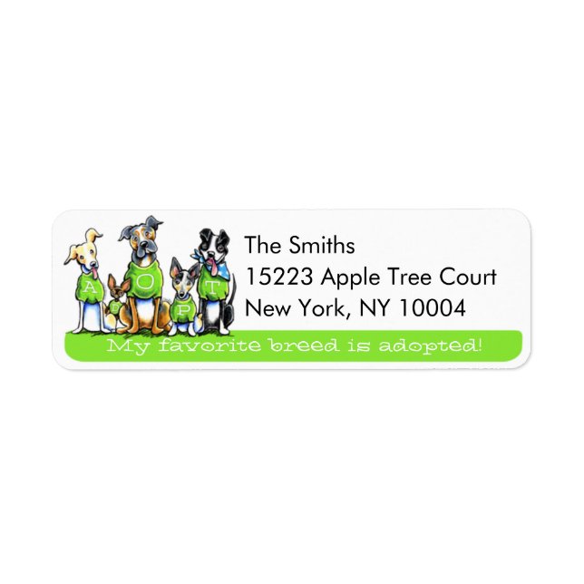 Etiqueta Adotar Cachorros De Abrigo Off-Leash Art™ Green Ta (Frente)