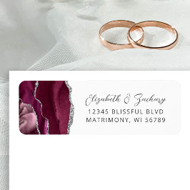 Etiqueta Agate Burgundy Silver Endereço de Devolução de Cas