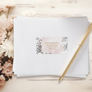 Etiqueta Água de Rosada Aquarela & Floral Preto Endereço El