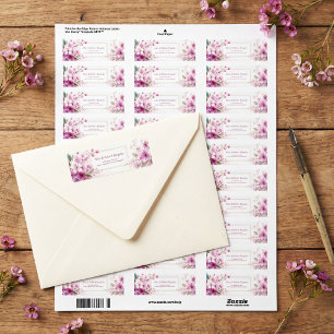 Etiqueta Água-forte Flor de Ameixa Magenta Dourado Quadro D