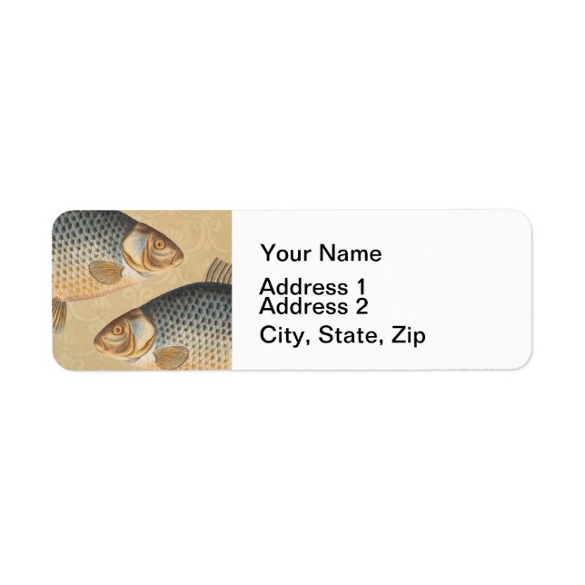 Etiqueta Água fresca de pintura de peixes-carpa (Frente)