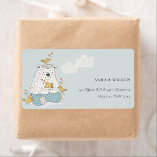 Etiqueta Águas Corações do Urso Azul Aqua Azul, Cute Elegan