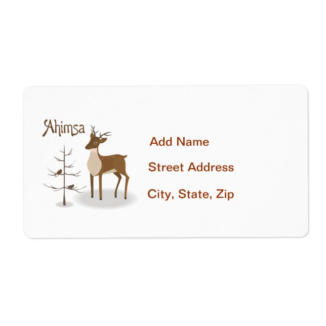 Etiqueta Ahimsa Holiday Reindeer (Frente)