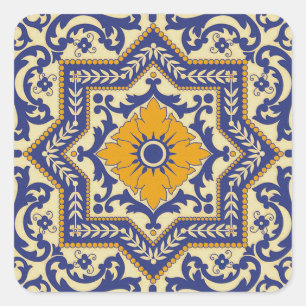 Etiqueta alaranjada azul do estilo cerâmico de