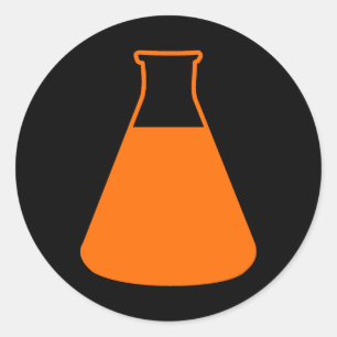 Etiqueta alaranjada da garrafa de Erlenmeyer