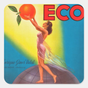 Etiqueta alaranjada de Eco do vintage