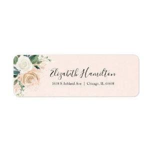 Etiqueta Alegante Floral Delicada em Tons Rosa em Aquarela