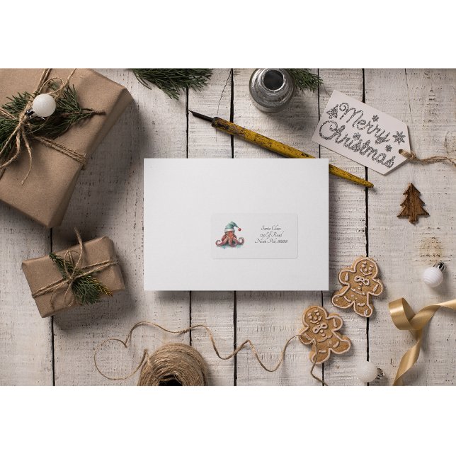 Etiqueta Alegria de Natal de Octopus, personalizada (Criador carregado)