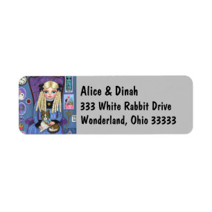 Etiqueta Alice no País das Maravilhas e Dinah Cat Fada Fad