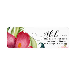 Etiqueta Aloha convite elegante floral botânico tropical