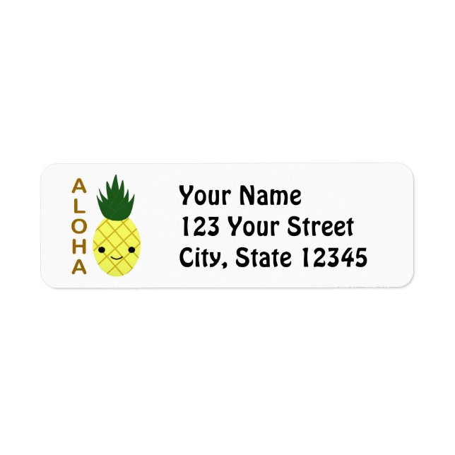 Etiqueta Aloha Cute Kawaii Pineapple (Frente)