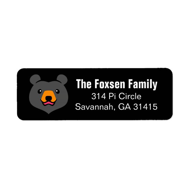 Etiqueta Amante de os animais Kawaii - Urso Negro (Frente)