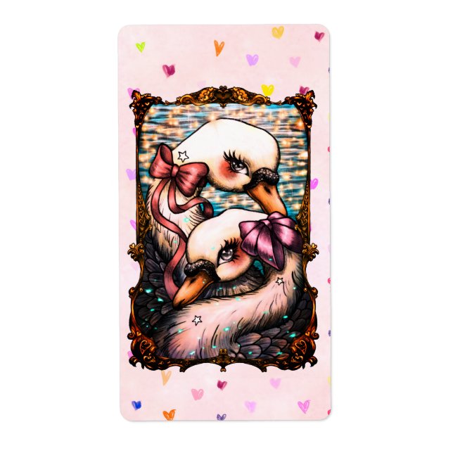 Etiqueta Amantes de cisnes (Frente)