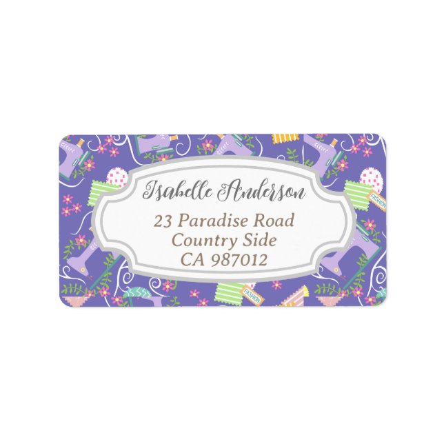 Etiqueta Amar Máquina de Costura Roxo (Frente)