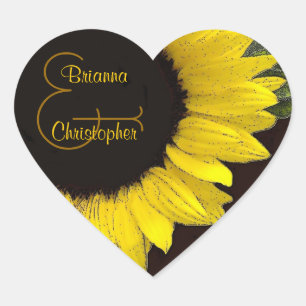 Etiqueta amarela alegre do casamento do coração 