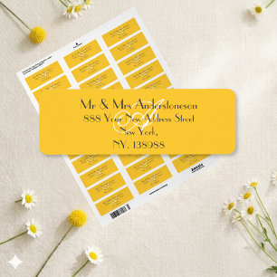 Etiqueta Amarelo Ensolarado Casamento Monograma Branco Ende