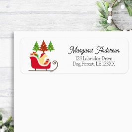 Etiqueta Amarelo Labrador Silhouette Christmas Sleigh