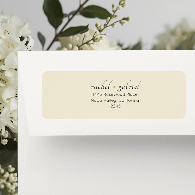 Etiqueta Amarelo Pálido Empoeirado | Casamento Simples e El (Criador carregado)