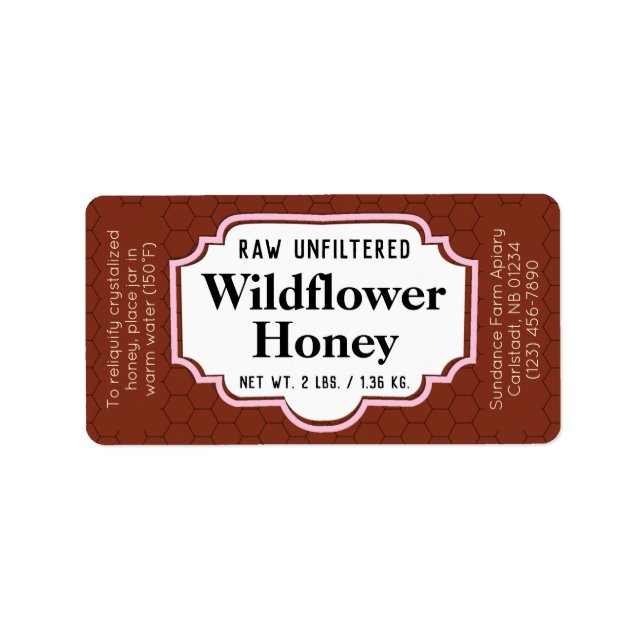 Etiqueta Amber Honeycomb Honey Jar (Frente)