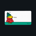 Etiqueta Amendoins | Cartolina Puffy Jaqueta de inverno<br><div class="desc">Veja esta design de Natal super fofinha com Woodstock em uma jaqueta de inverno fofa.</div>