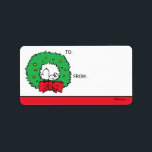 Etiqueta Amendoins | Snoopy Christmas Wreath Gift Tag<br><div class="desc">Veja esta divertida design de Natal Peanuts com Snoopy.</div>