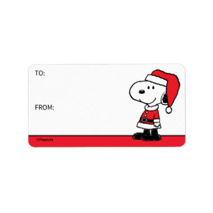 Etiqueta Amendoins   Snoopy Santa Claus Gift