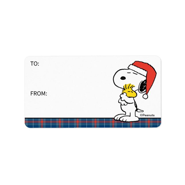 Etiqueta Amendoins | Snoopy & Woodstock Holiday Hugs Gift T (Frente)