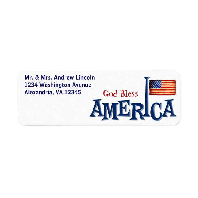 Etiqueta American Flag Deus abençoe America Address Labels (Frente)