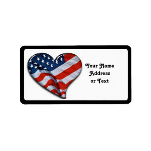 Etiqueta American Flag Heart