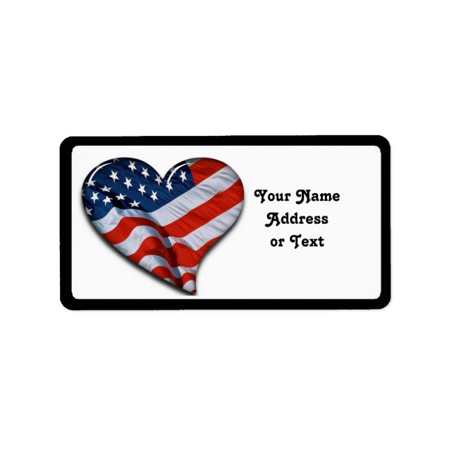 Etiqueta American Flag Heart (Frente)