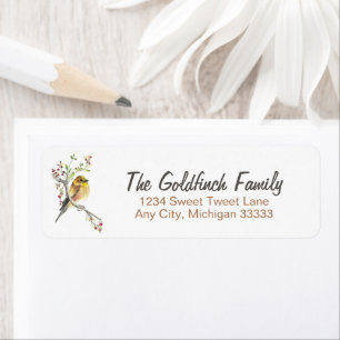 Etiqueta American Goldfinch Bird Watercolor Art