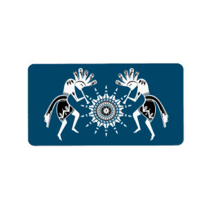 Etiqueta Americanos nativos - Sun Dancing Kokopelli 2