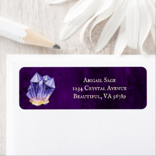 Etiqueta Ameyst Crystal Purple e Endereço Dourado
