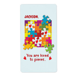 Etiqueta Amo ao Quebra-cabeça de Aniversário para Pedaços