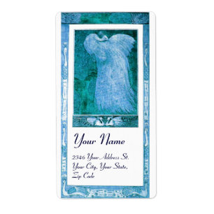 Etiqueta AMOR DE CASAMENTO PEACOCK, azul turquase-branco