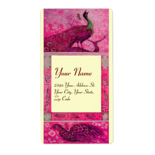 Etiqueta AMOR DE CASAMENTO PEACOCKS, creme cor-de-rosa fuch