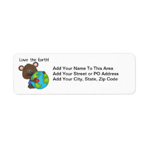 Etiqueta Amor do urso a terra