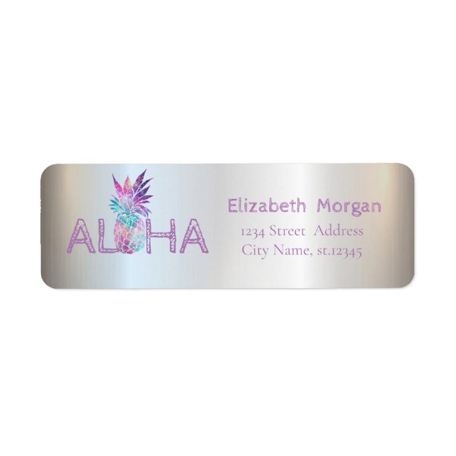 Etiqueta Ananás Moderno, Aloha — Prata (Frente)