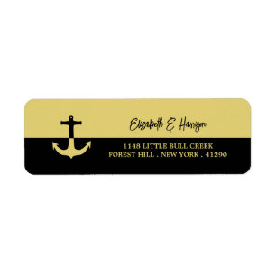 Etiqueta Âncora Náutica - Dourado Negro - Casamento de Prai